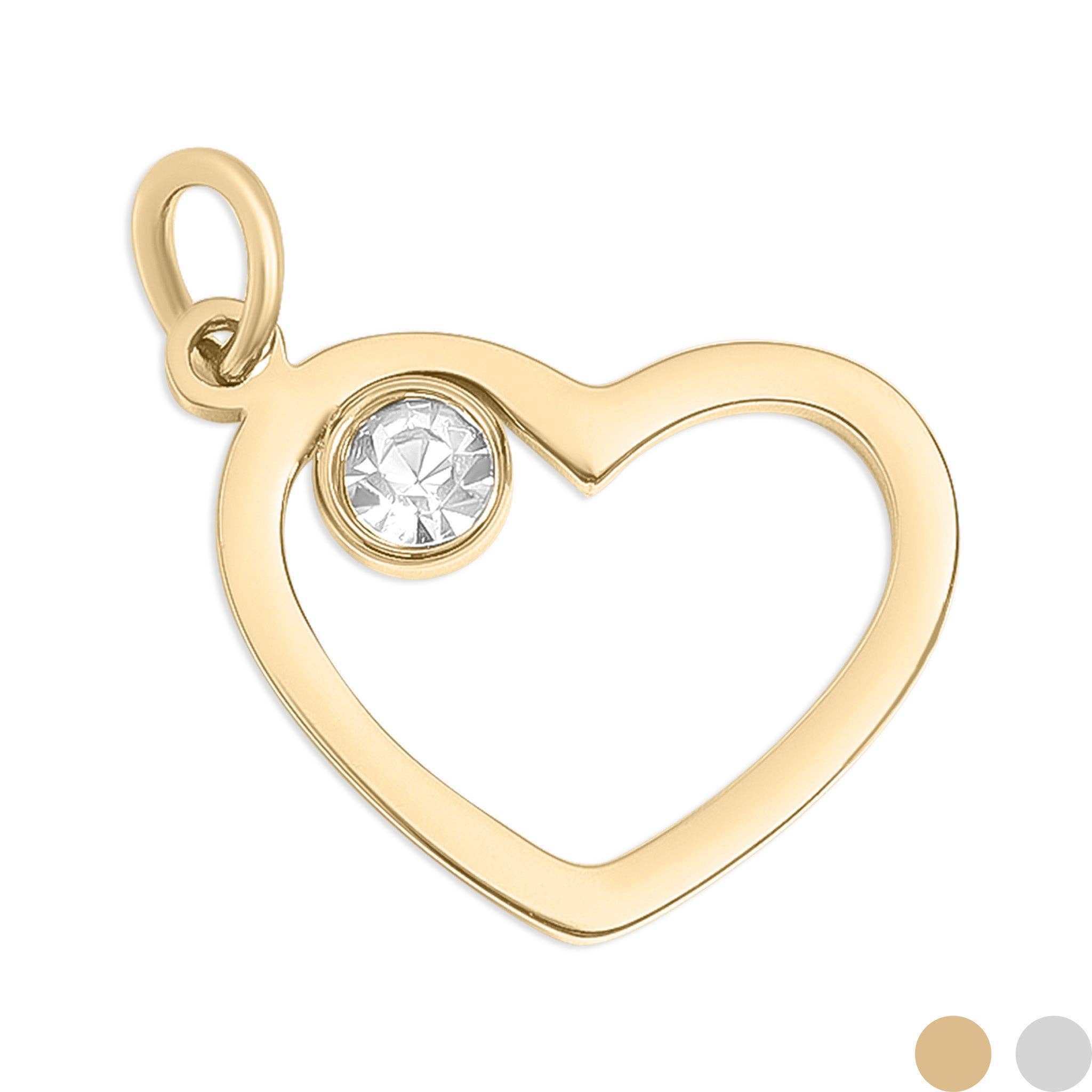 18K Gold PVD Stainless Steel Birthstone Heart Charm