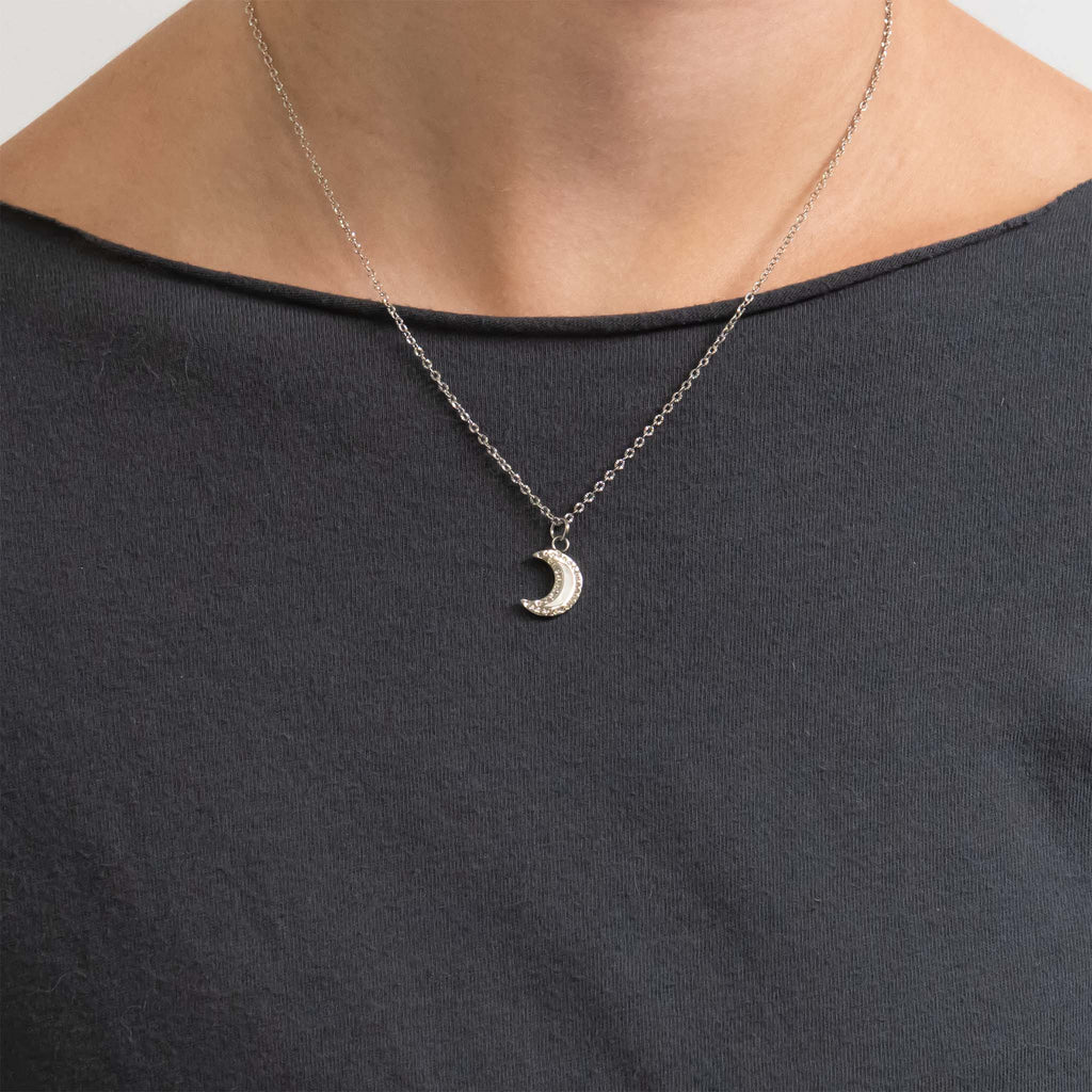 18K Gold PVD Stainless Steel Mother of Pearl Moon Charm