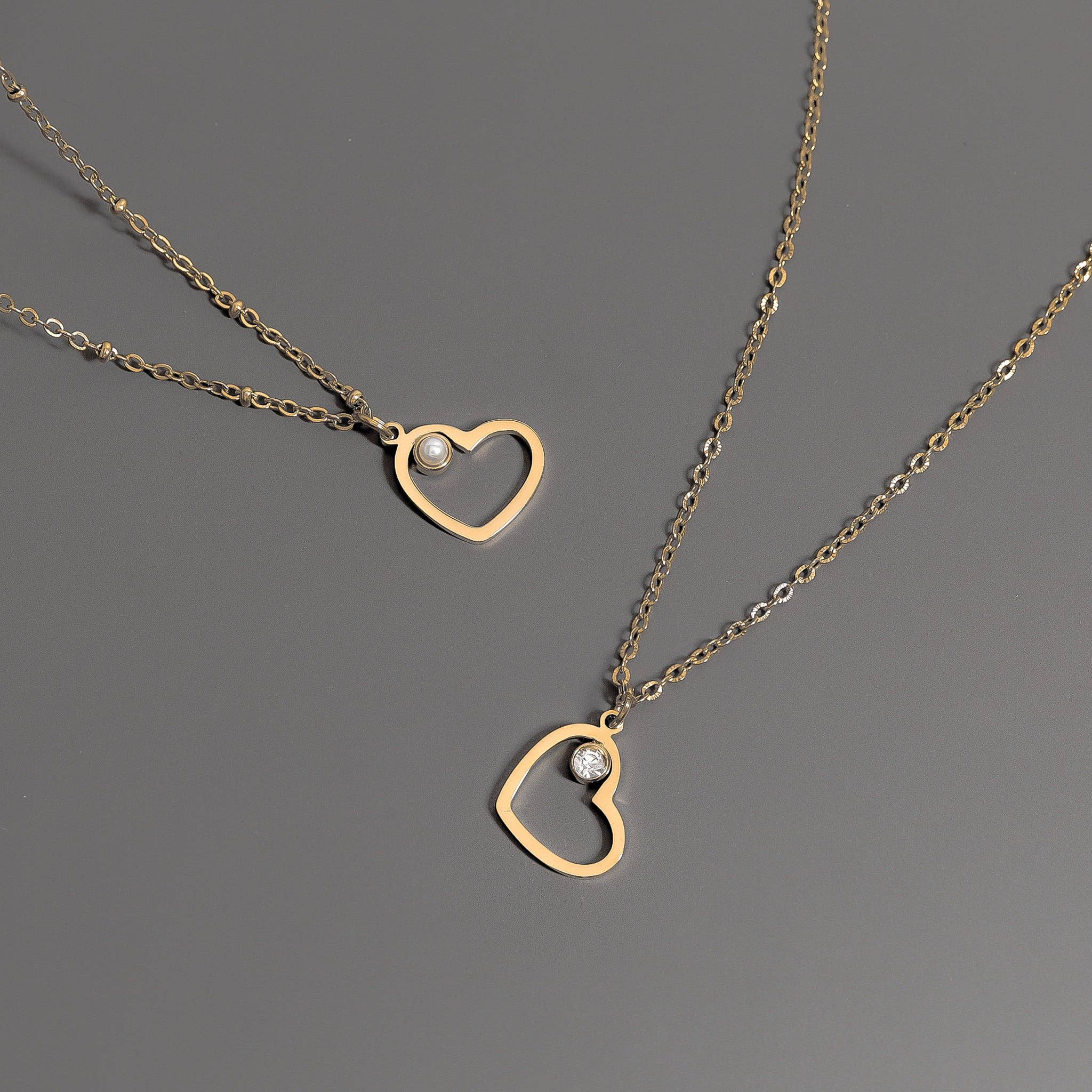 18K Gold PVD Stainless Steel Birthstone Heart Charm