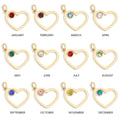 18K Gold PVD Stainless Steel Birthstone Heart Charm