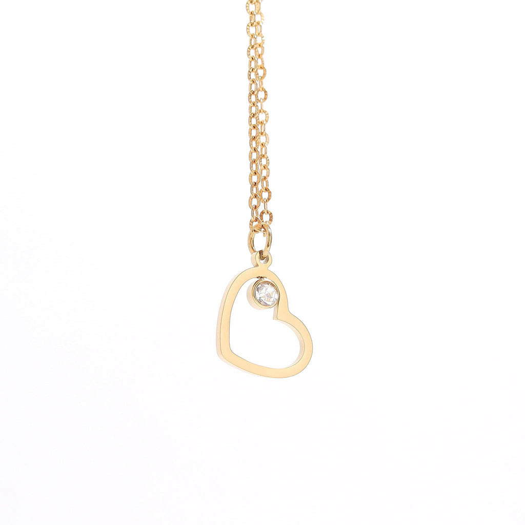 18K Gold PVD Stainless Steel Birthstone Heart Charm