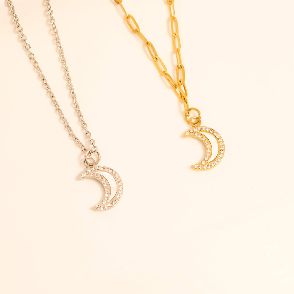 18K Gold PVD Stainless Steel Mother of Pearl Moon Charm
