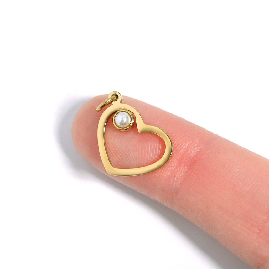 18K Gold PVD Stainless Steel Birthstone Heart Charm