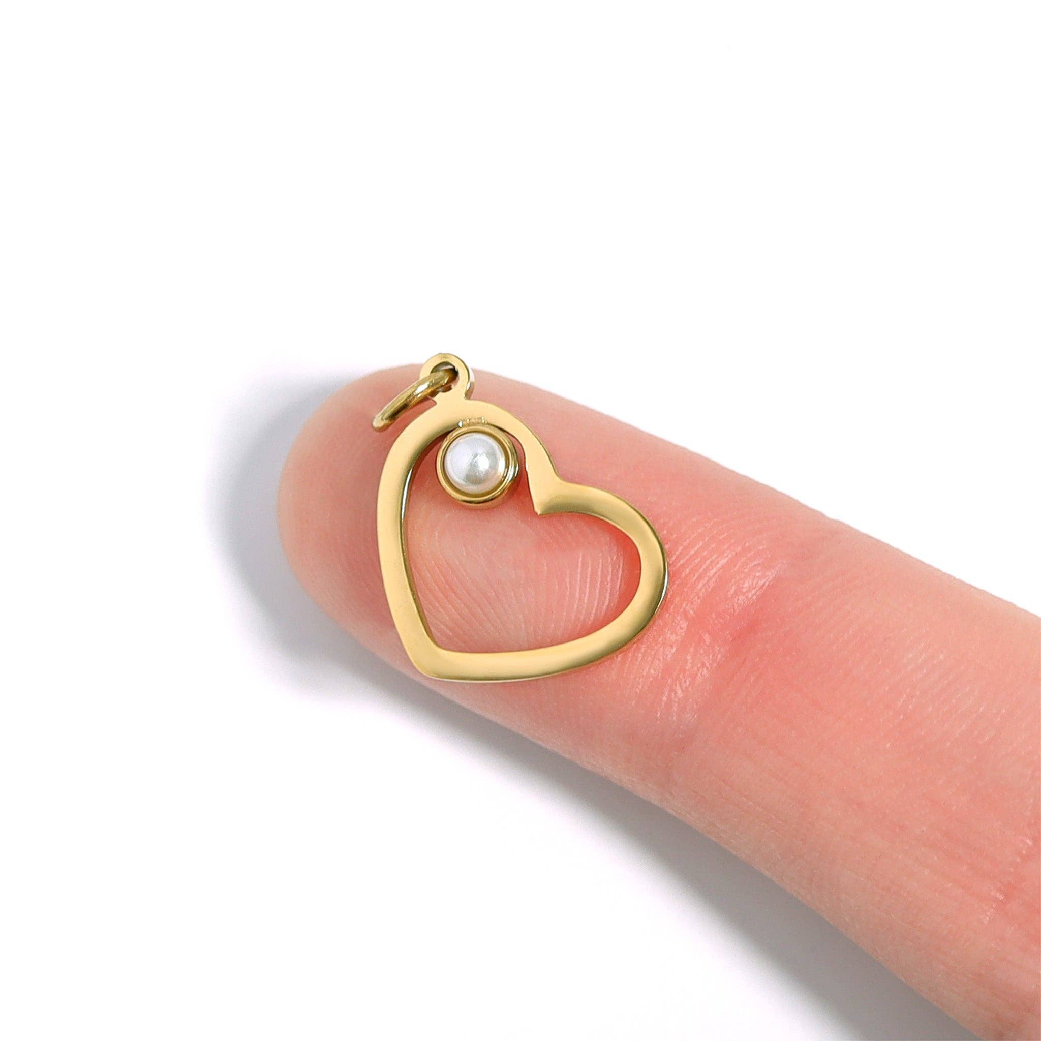 18K Gold PVD Stainless Steel Birthstone Heart Charm