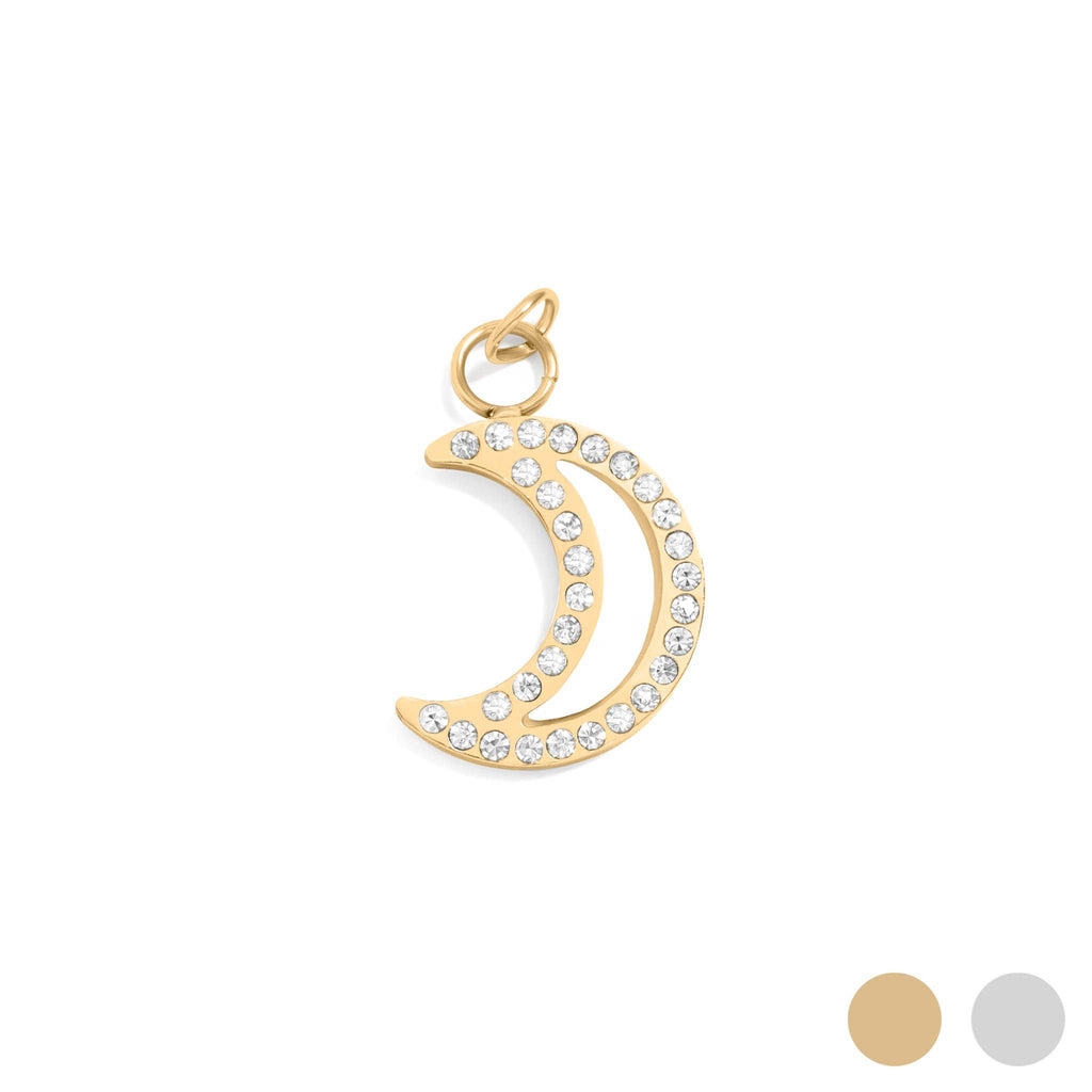 18K Gold PVD Stainless Steel Mother of Pearl Moon Charm