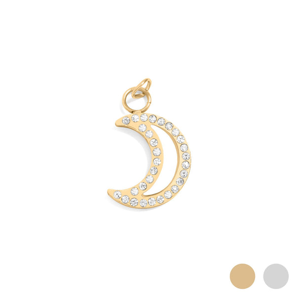 18K Gold PVD Stainless Steel Mother of Pearl Moon Charm