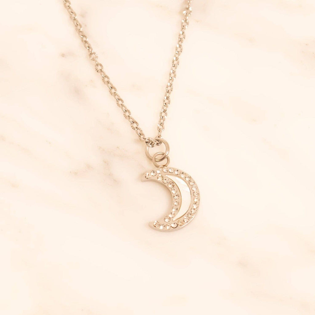 18K Gold PVD Stainless Steel Mother of Pearl Moon Charm