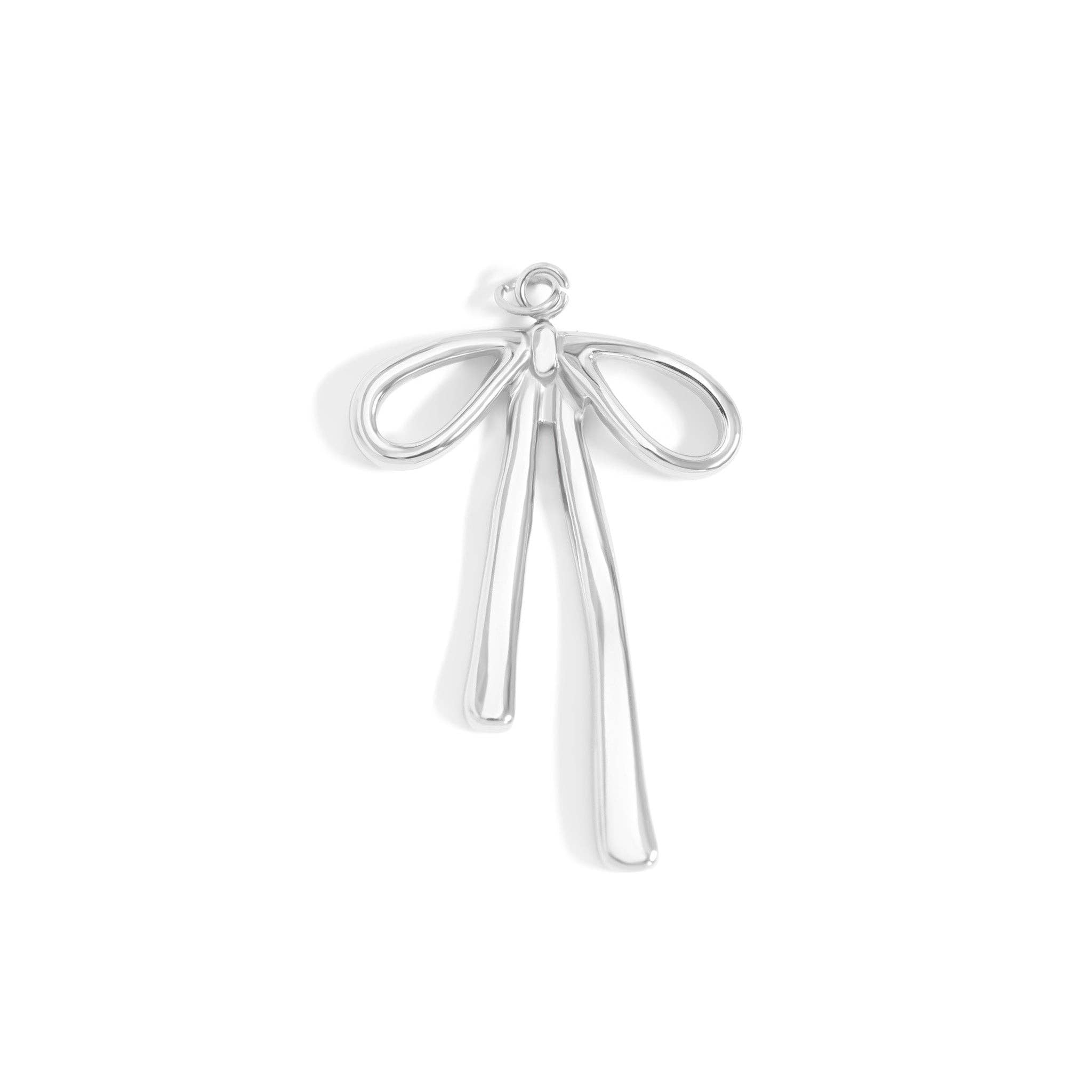 18K Gold PVD Stainless Steel Long Bow Charm